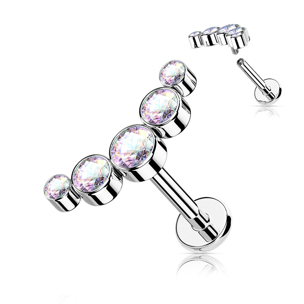 5- Round CZ Bezel Set Curved Labret.