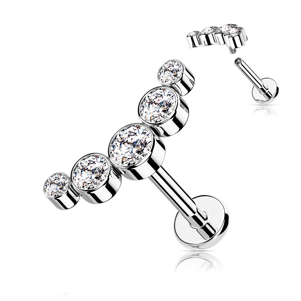 5- Round CZ Bezel Set Curved Labret.