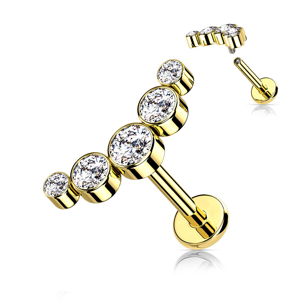 5- Round CZ Bezel Set Curved Labret.