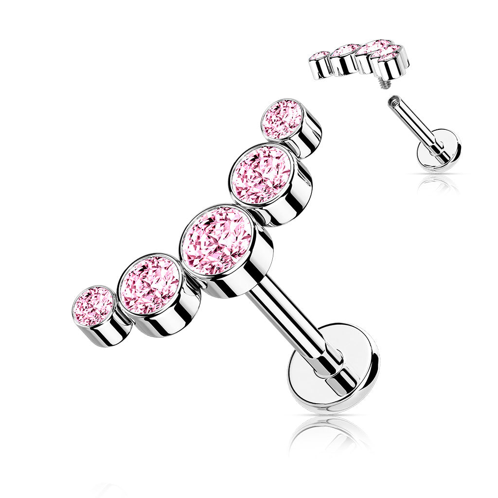 5- Round CZ Bezel Set Curved Labret.