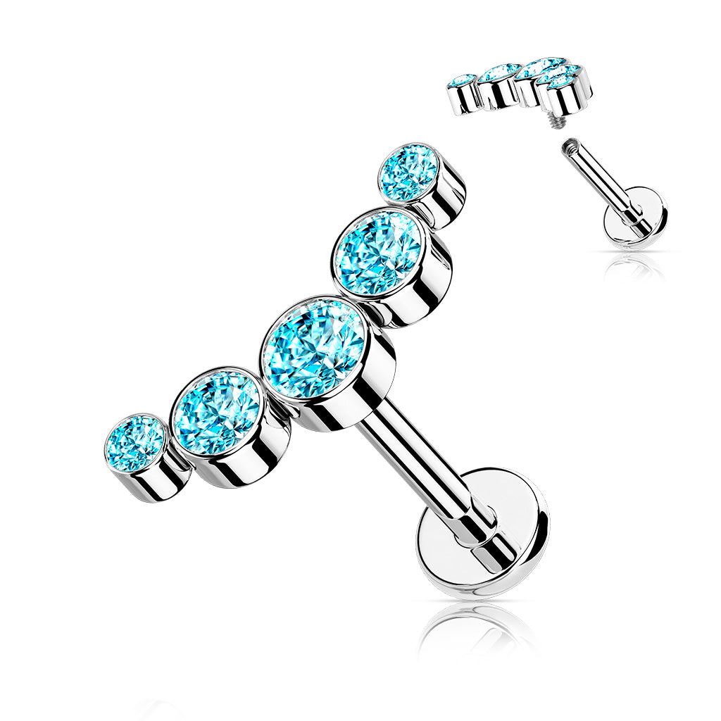 5- Round CZ Bezel Set Curved Labret.