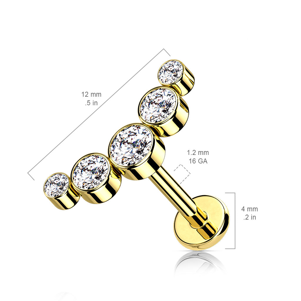 5- Round CZ Bezel Set Curved Labret.