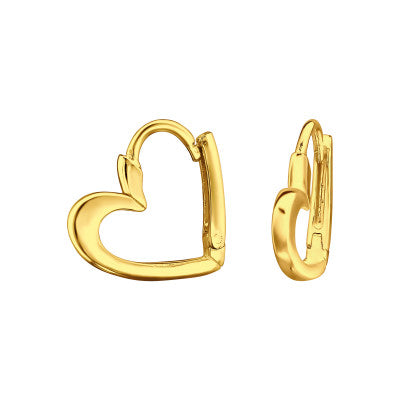 Gold Hinged Heart Hoops