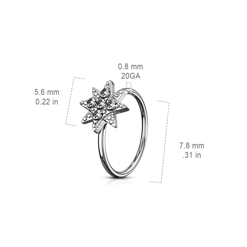 Clear CZ Star Nose Ring.