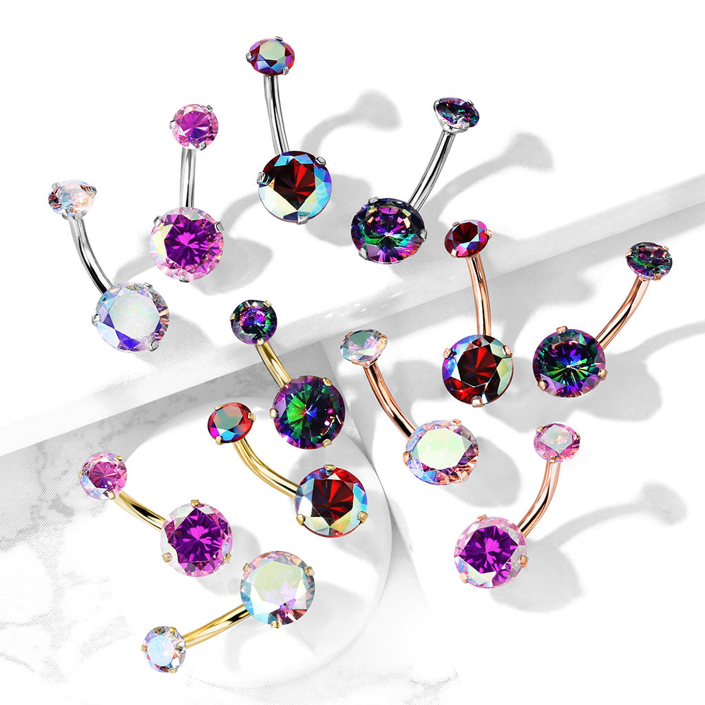 Double AB Zircon Belly Bar.