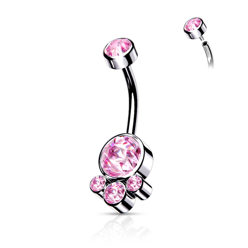 Round Cluster Stone Belly Bar.