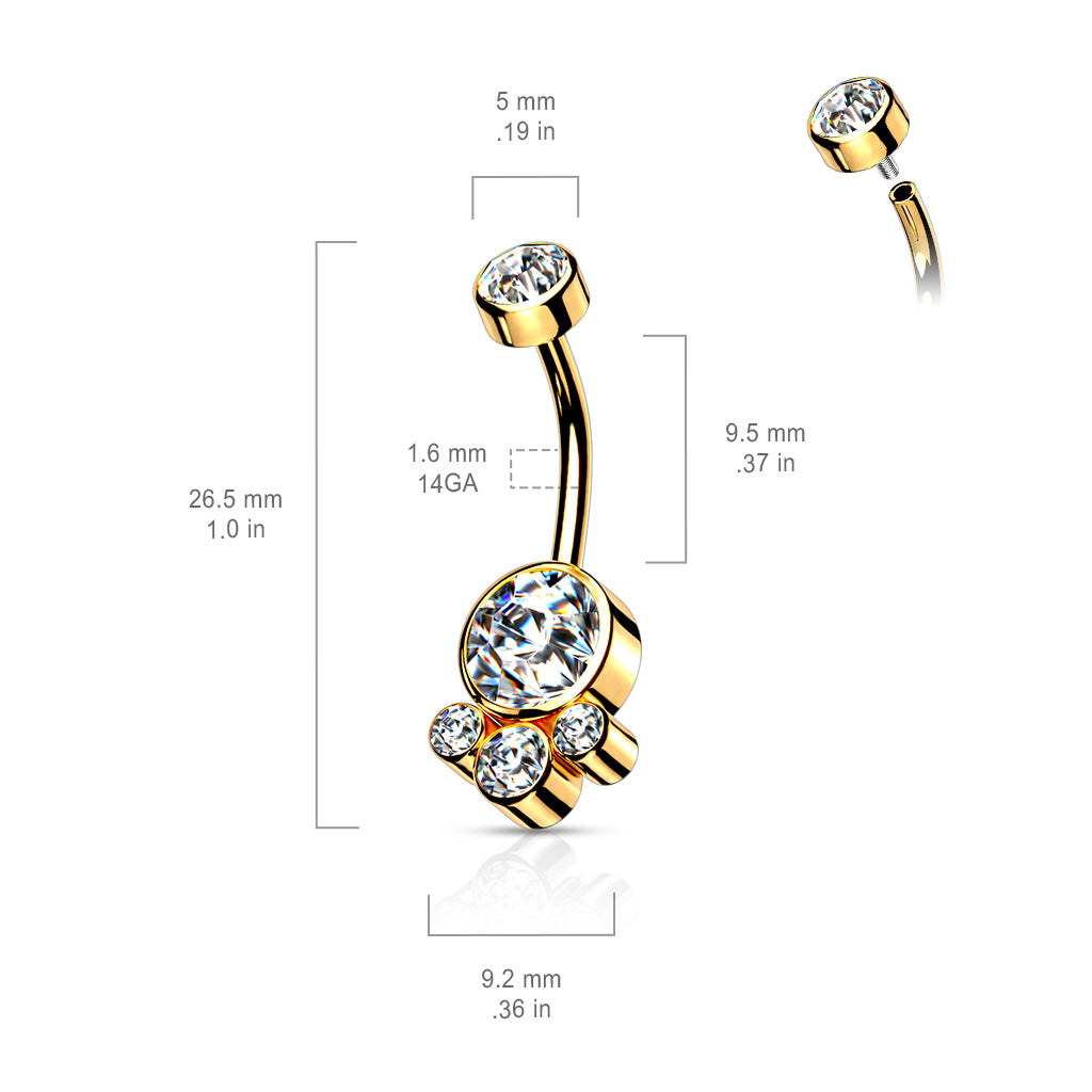 Round Cluster Stone Belly Bar.