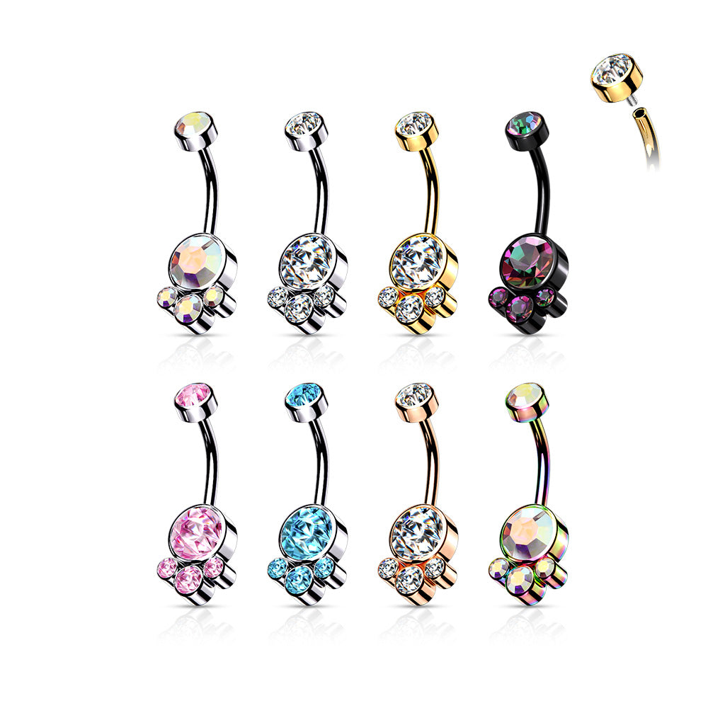 Round Cluster Stone Belly Bar.
