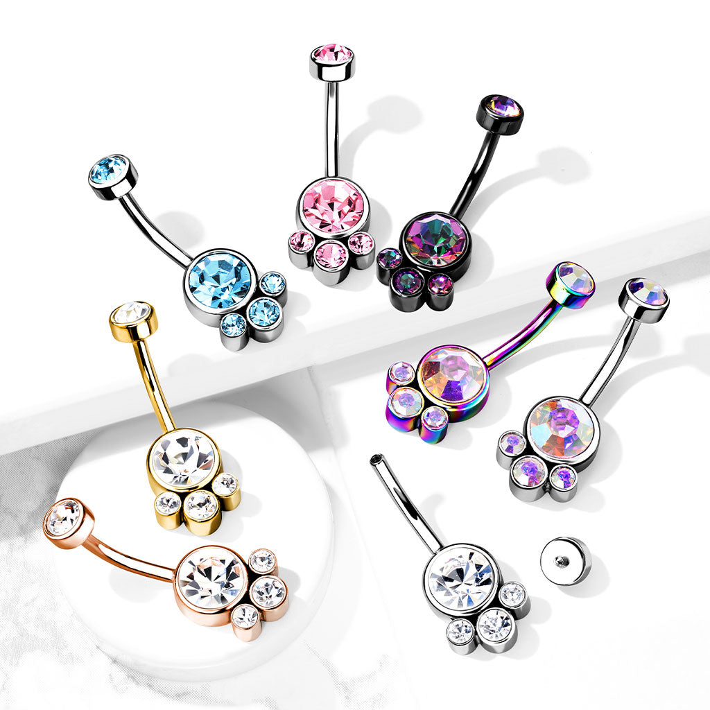 Round Cluster Stone Belly Bar.