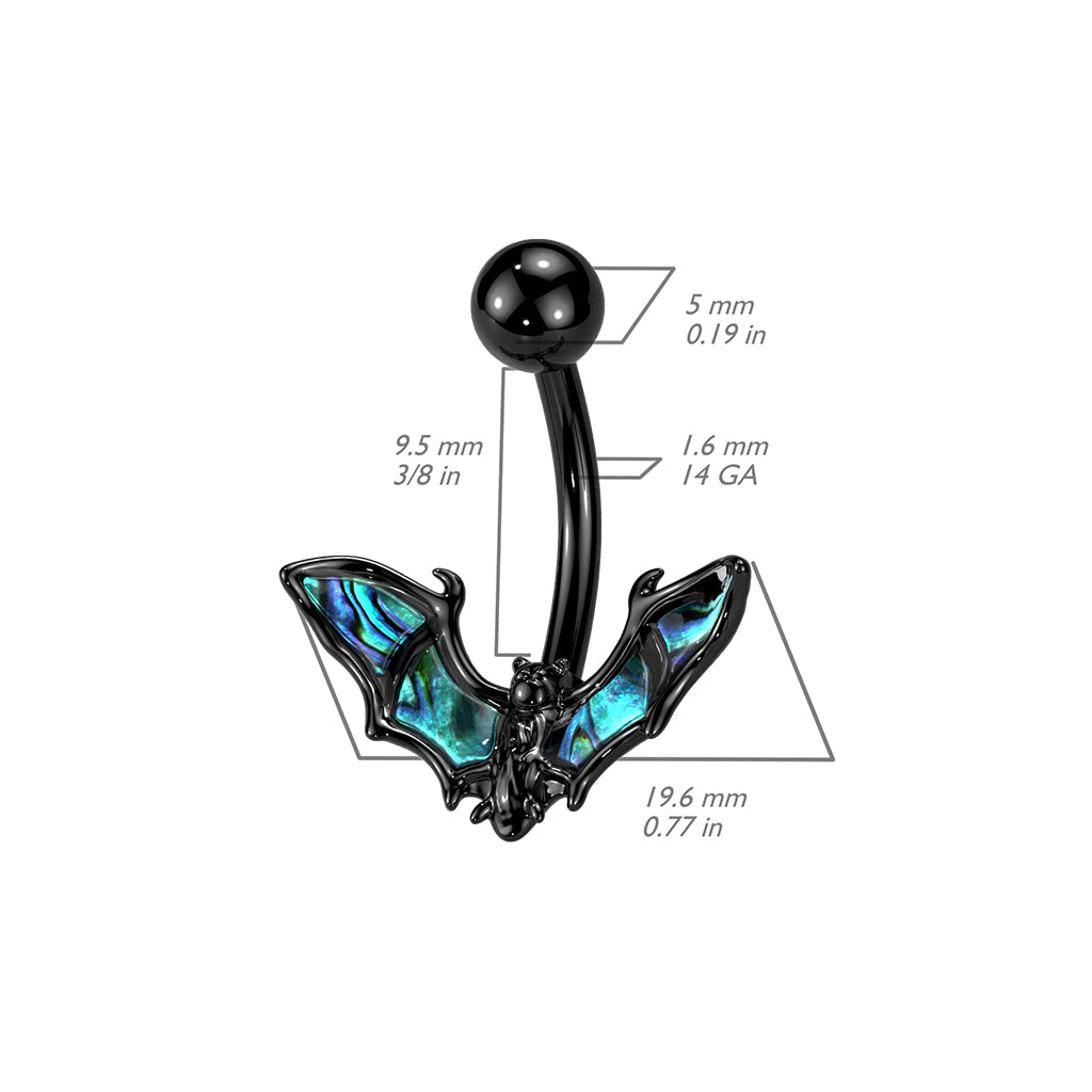 Bat Belly Bar with Abalone Shell Wings.