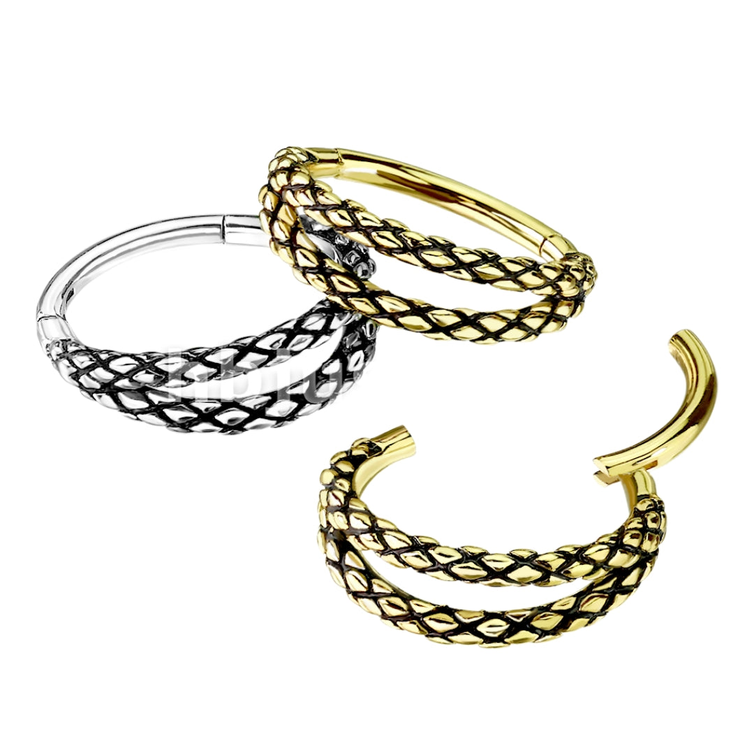 Double Oxidised Lizard Hinged Segment Ring.