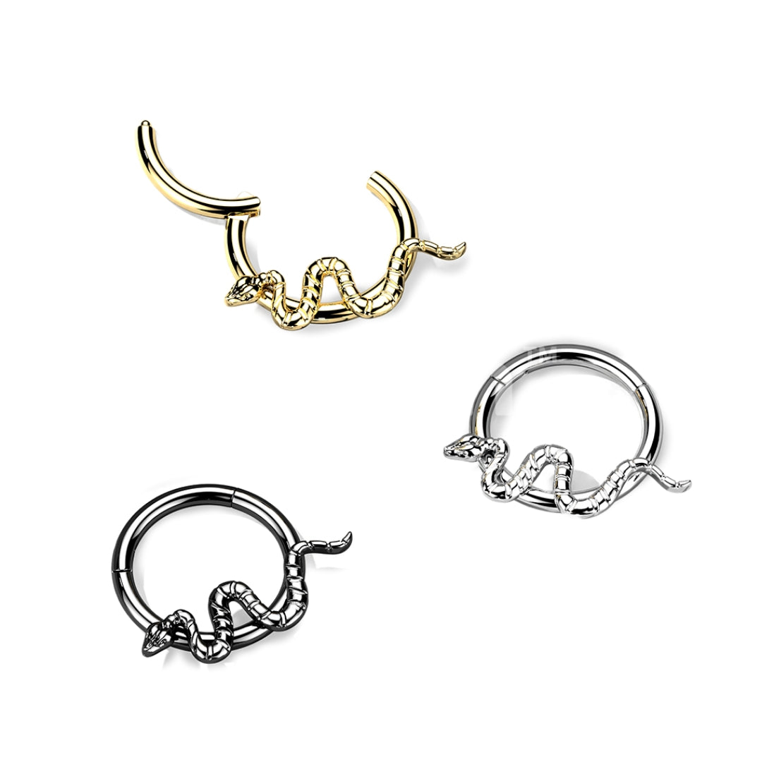 Hinged Segment Ring With Snake Forward Facing