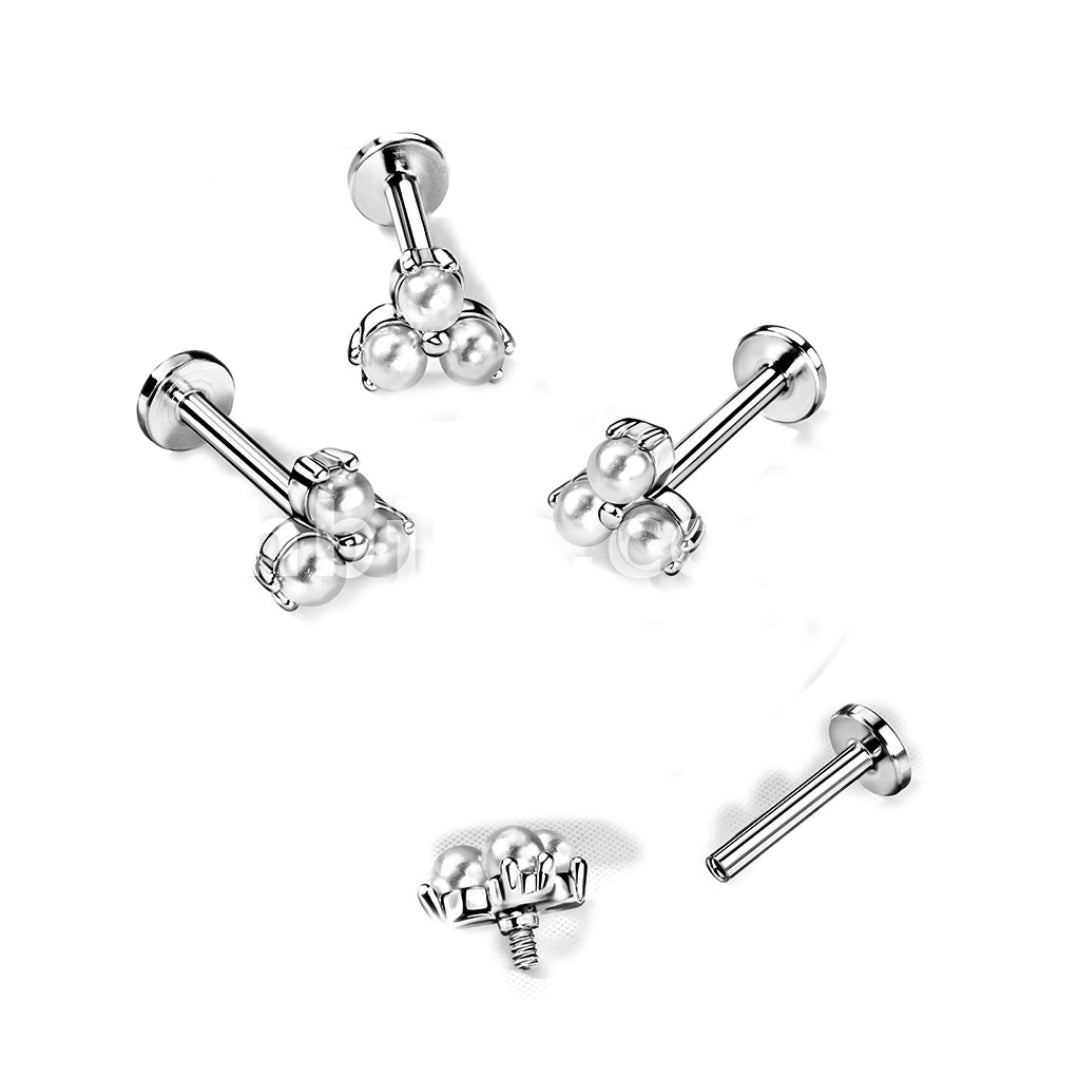 Pearl Prong Set Triangle Labret.