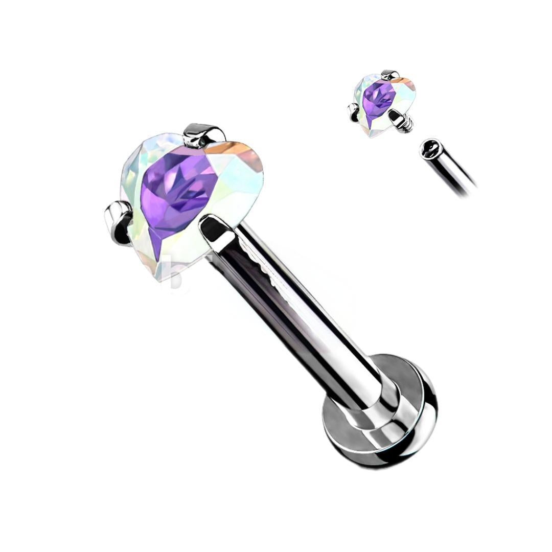Heart Shaped CZ/AB Labret.