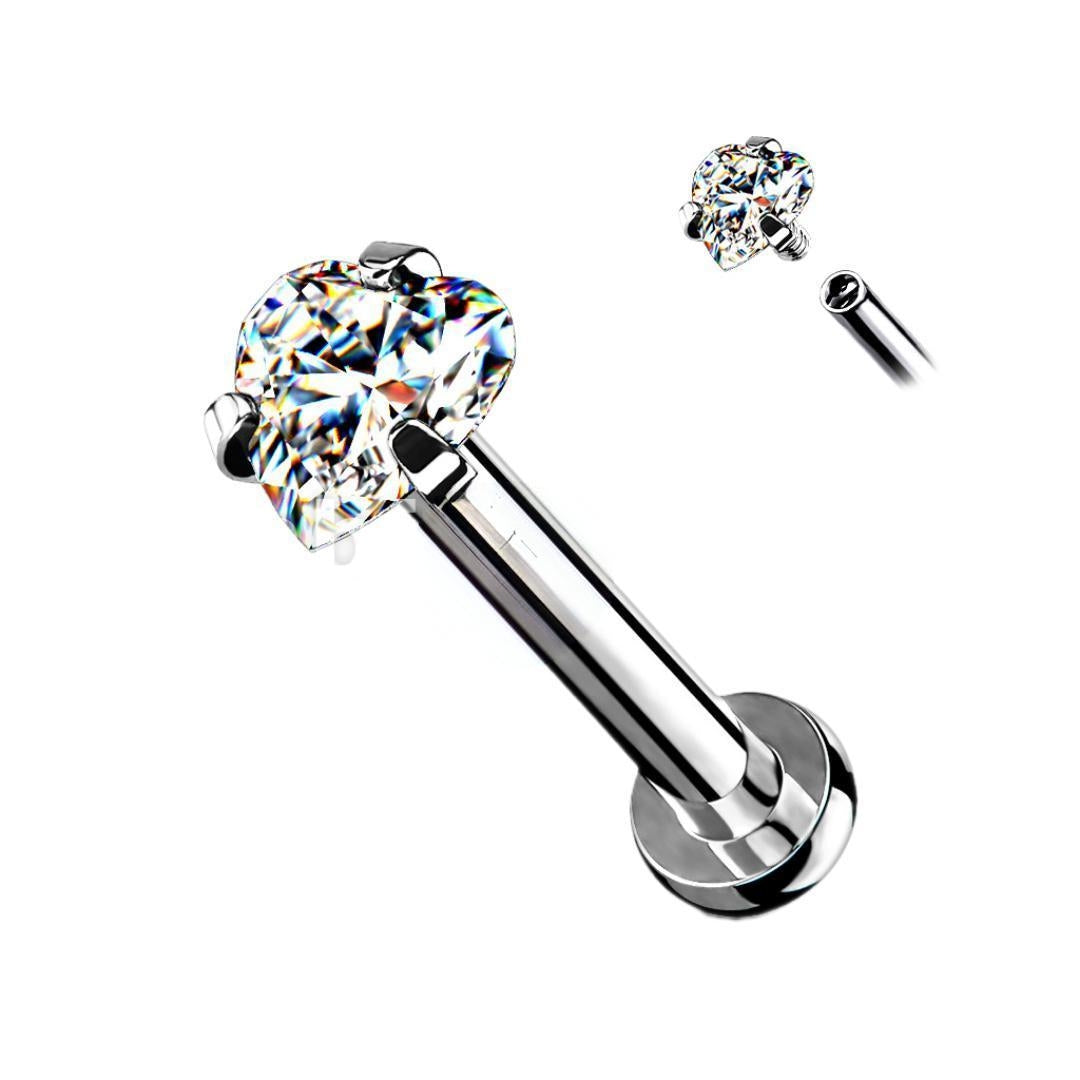 Heart Shaped CZ/AB Labret.