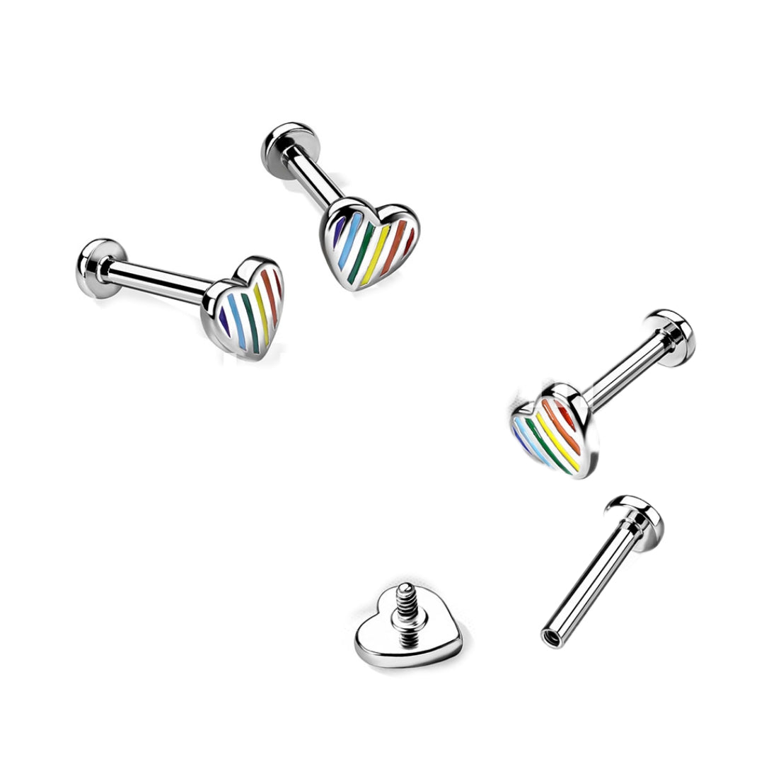 Rainbow Heart Labret.