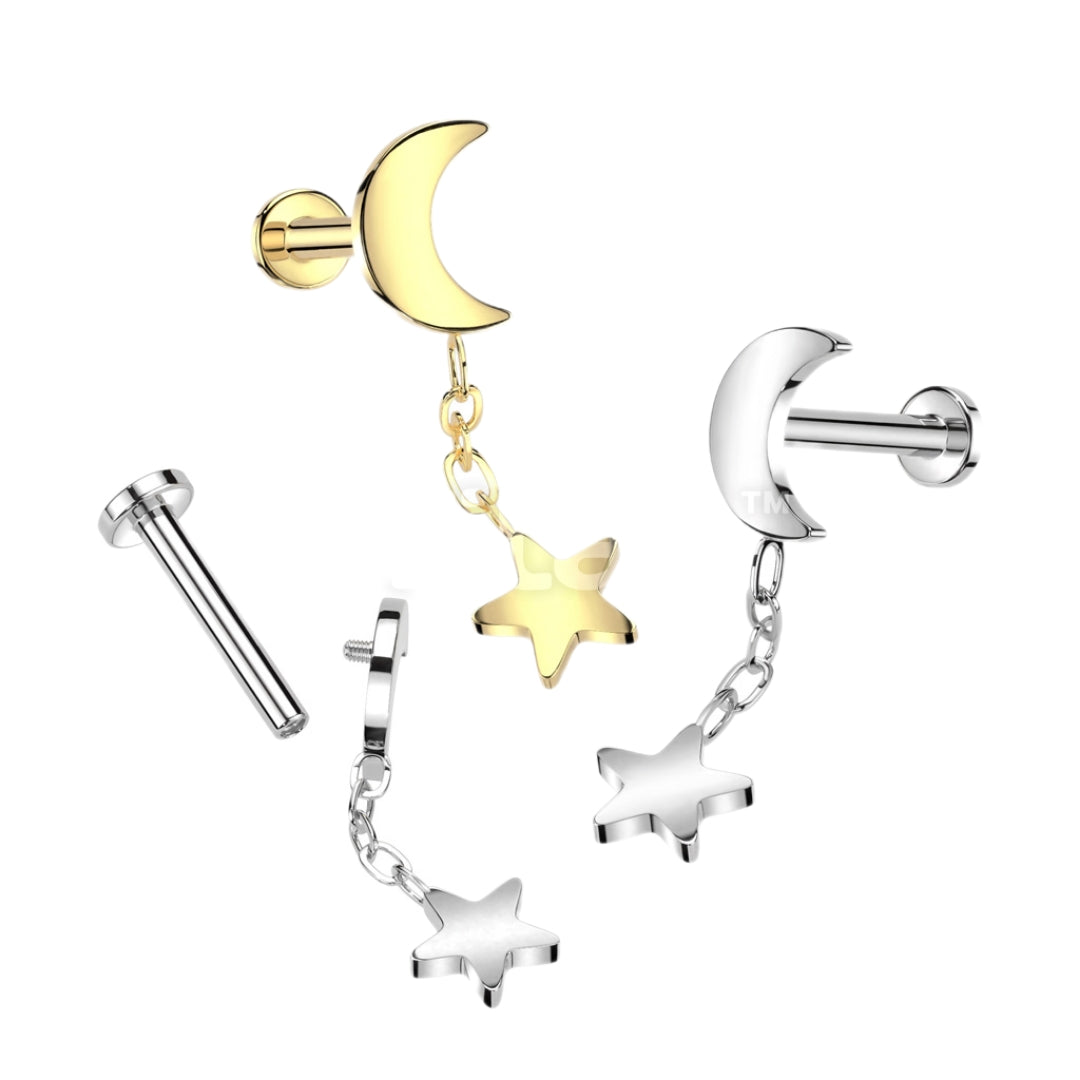 Moon with Dangly Star Labret.