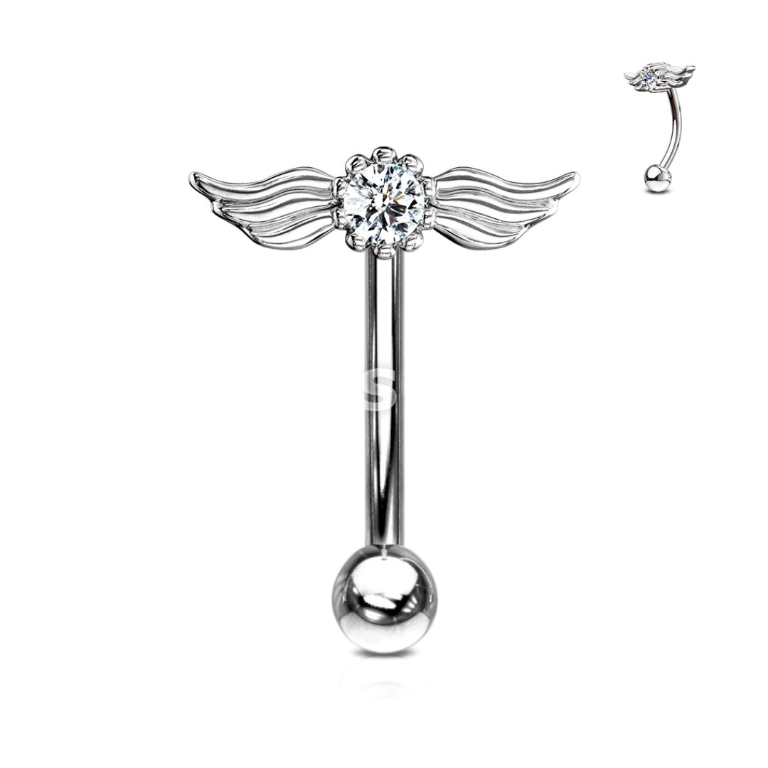 Wings and Gem Curved Barbell.