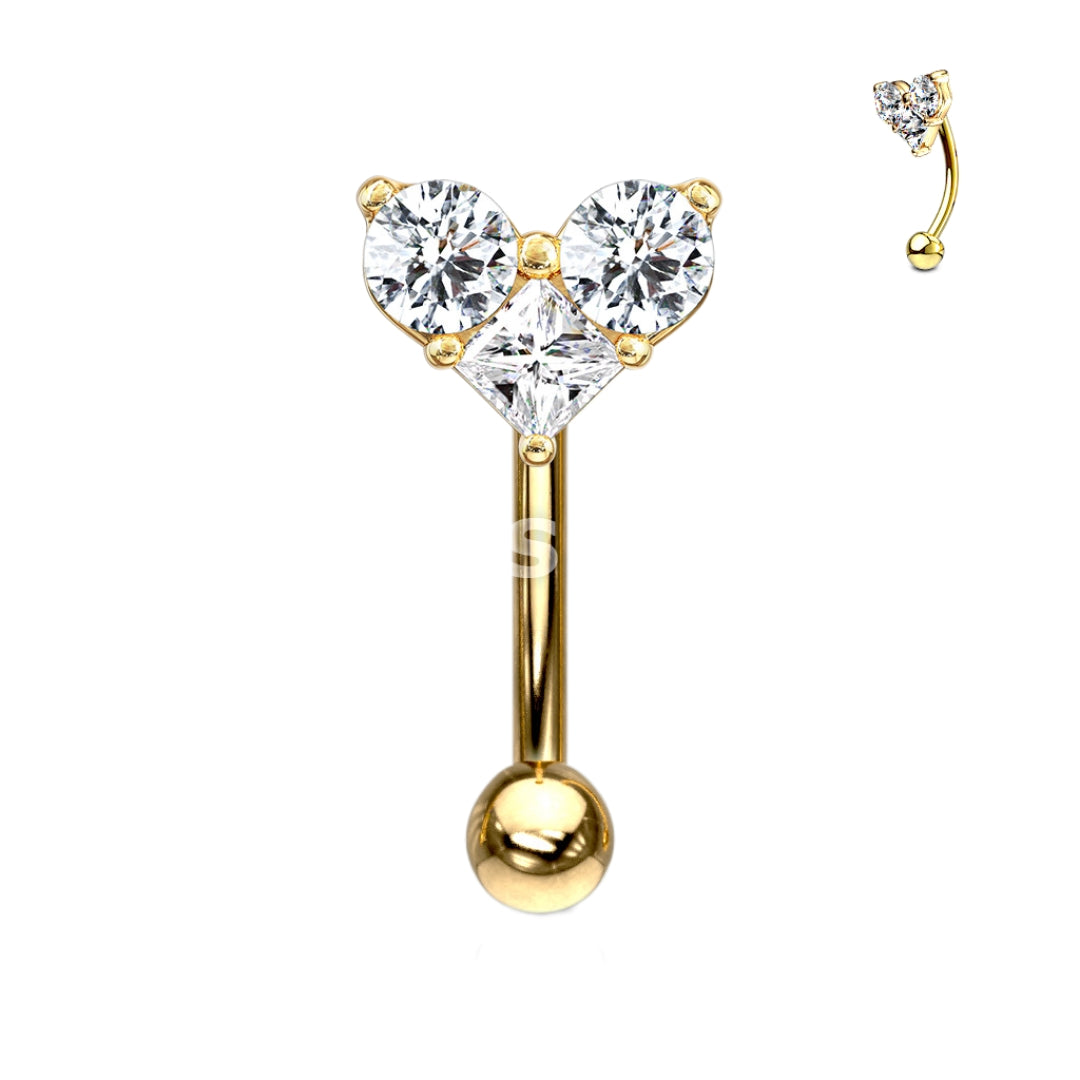 Heart CZ Curved Barbell.