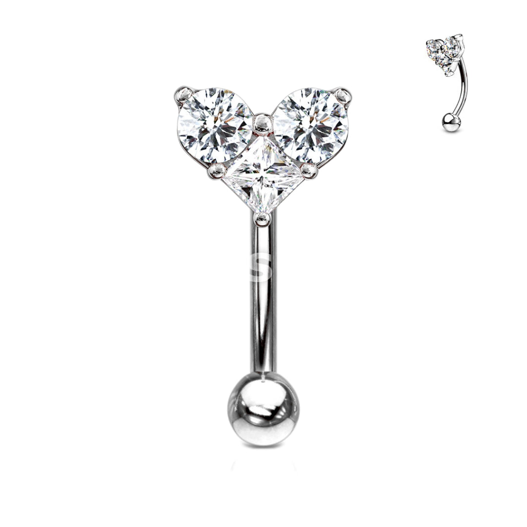 Heart CZ Curved Barbell.