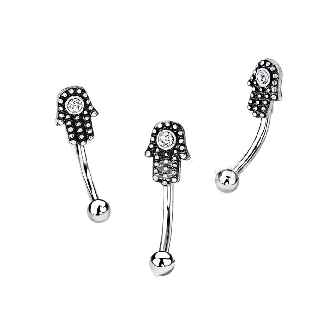 Hamsa Hand Curved Barbell.