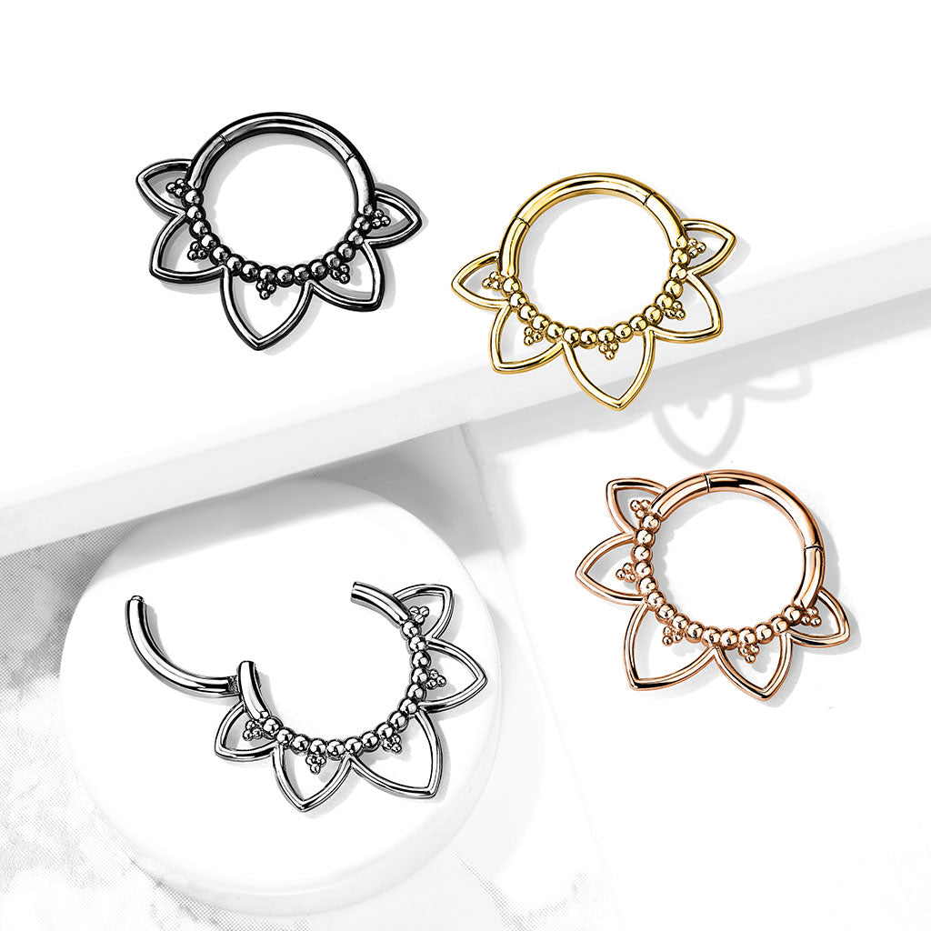 Lotus Flower Hinged Segment Ring.