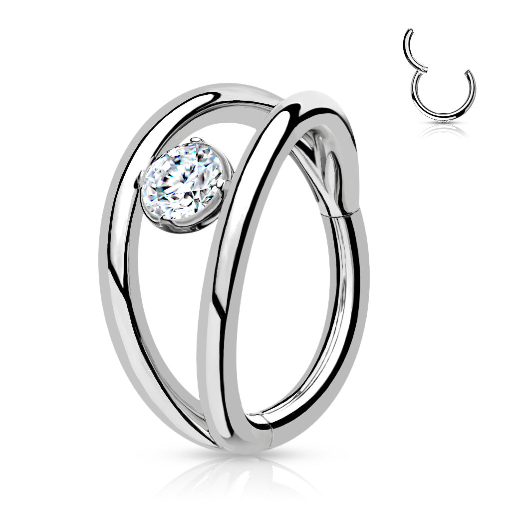 Double Hinged Segment Ring With CZ.