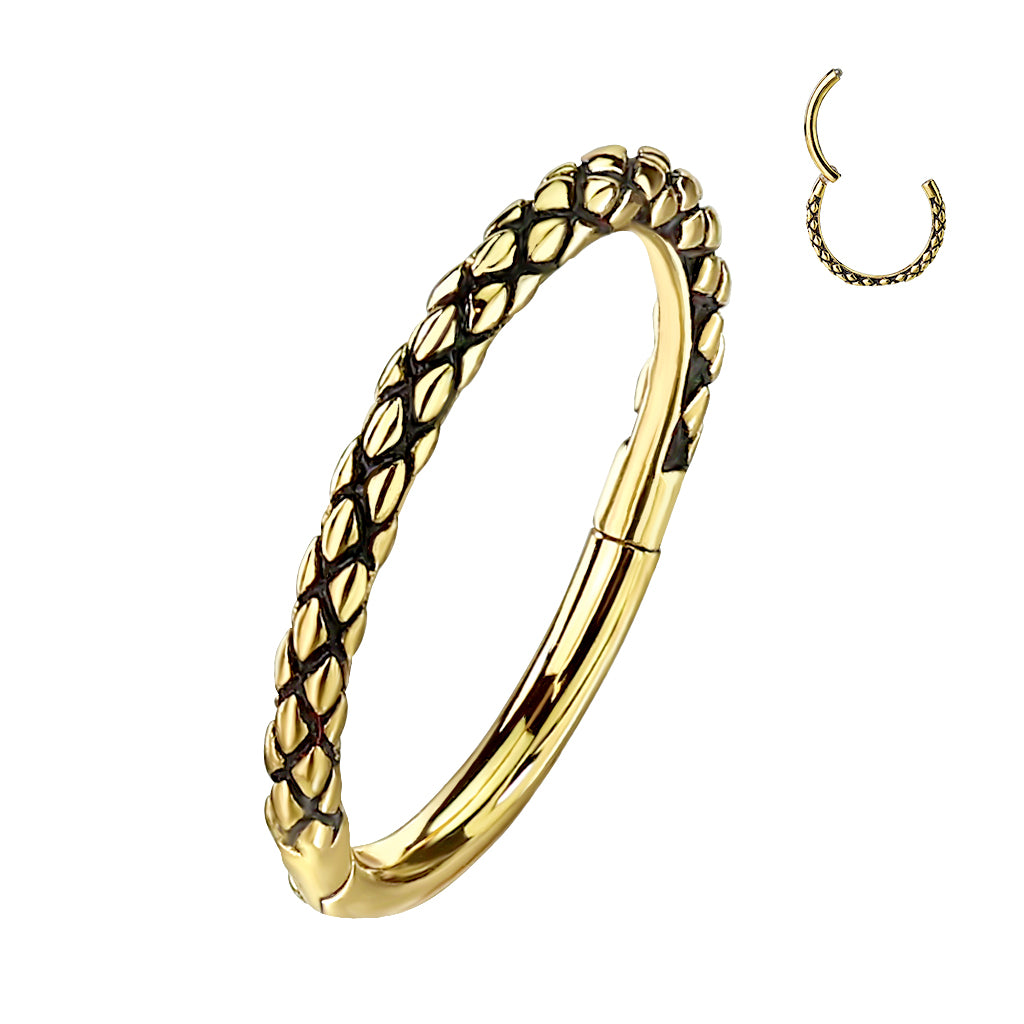 Oxidised Lizard Hinged Segment Ring.