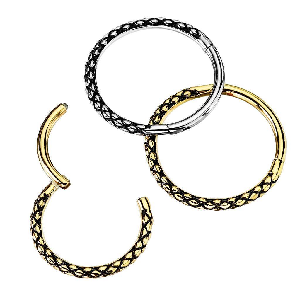 Oxidised Lizard Hinged Segment Ring.