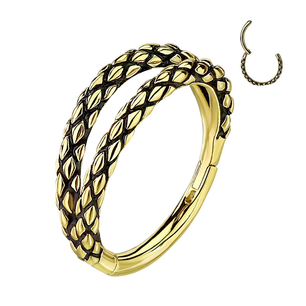 Double Oxidised Lizard Hinged Segment Ring.