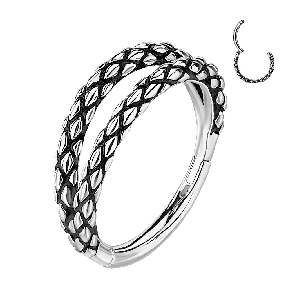 Double Oxidised Lizard Hinged Segment Ring.