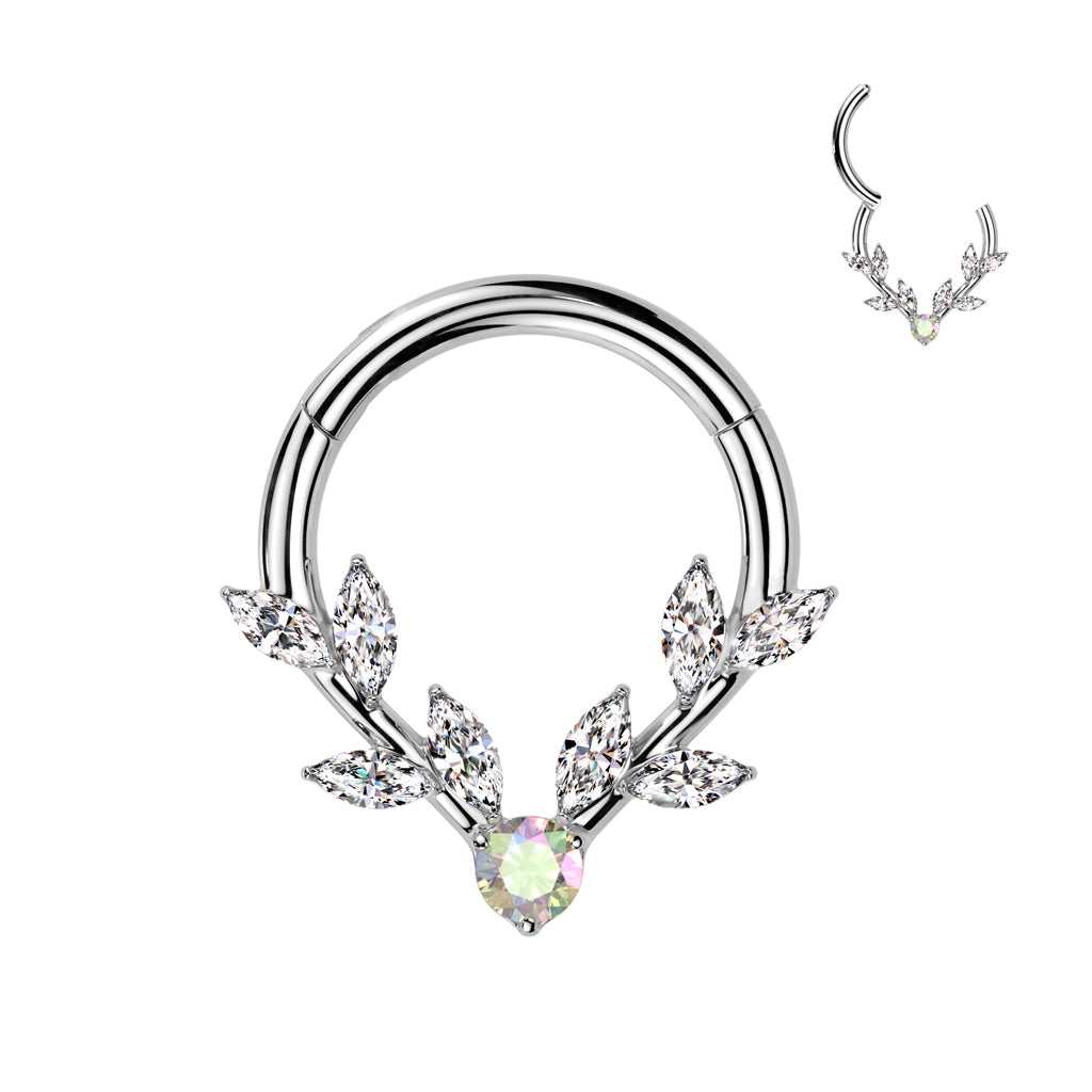 Vine and Gem Forward Facing Hinged Ring.