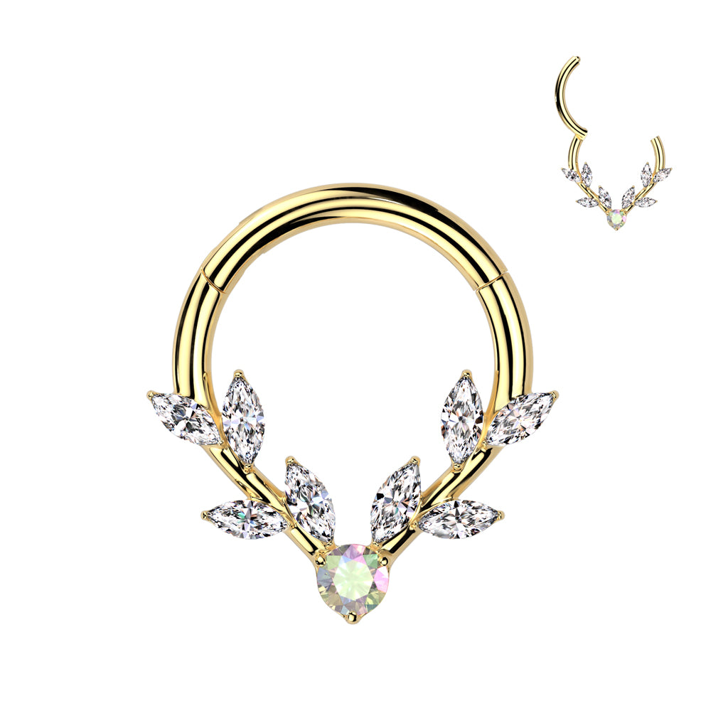 Vine and Gem Forward Facing Hinged Ring.