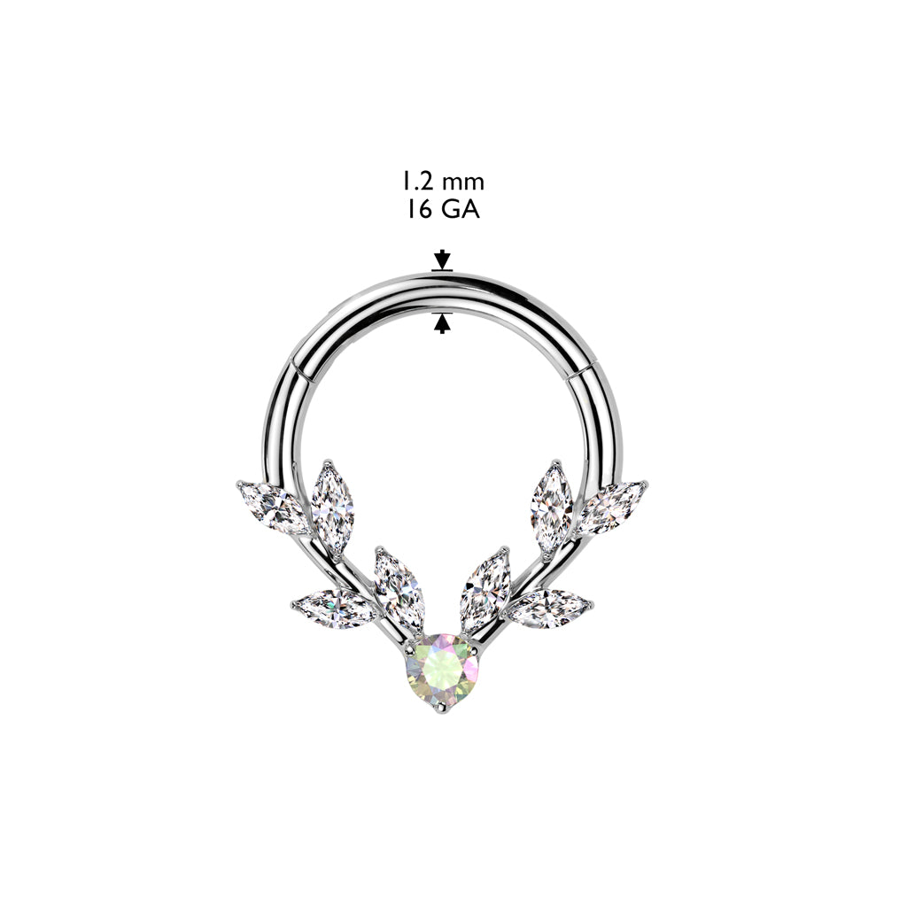 Vine and Gem Forward Facing Hinged Ring.