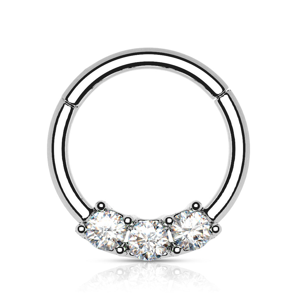 3 Clawed Gem Hinged Segment Ring.