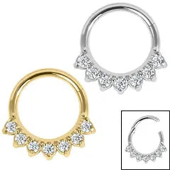 Seven Claw set CZ Hinged Ring.