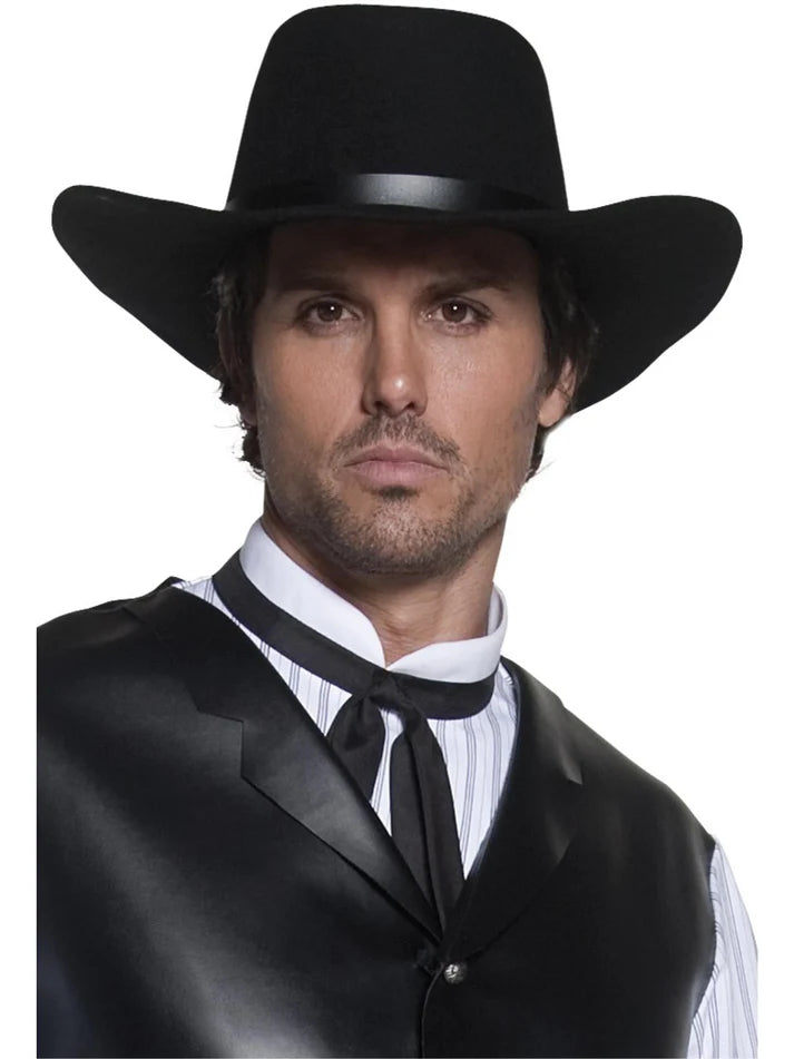 Authentic Western Gunslinger Hat, Black