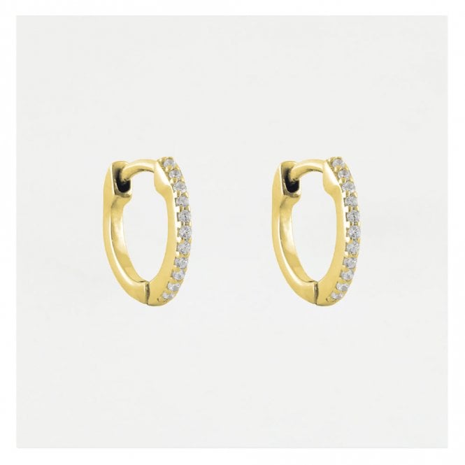 Gold CZ Huggie Hoop Earrings