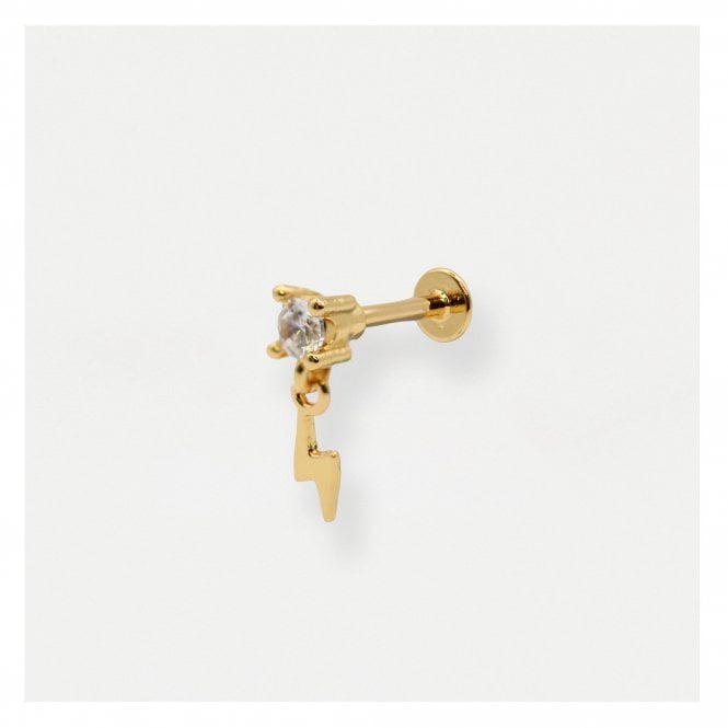 CZ Stud with Dangly Lightening Bolt Labret.