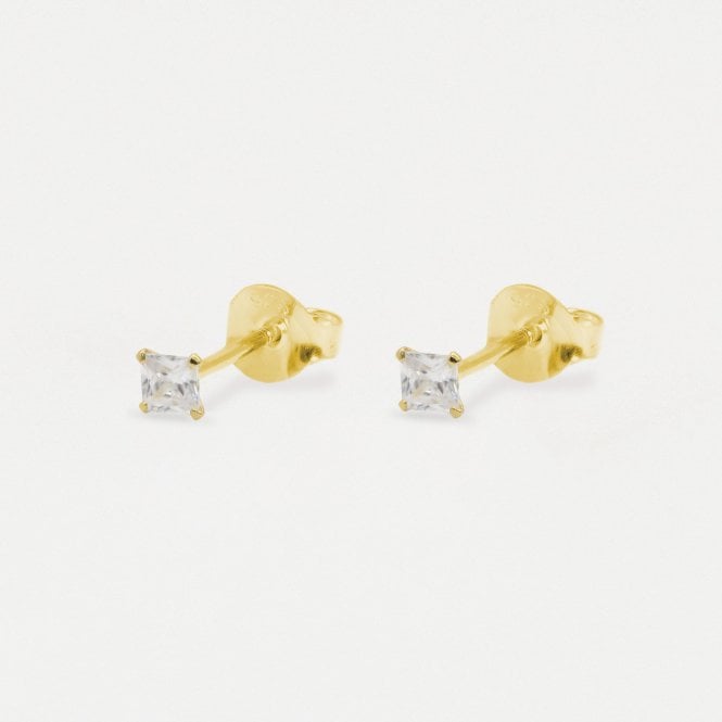 Gold CZ 3mm Square Studs