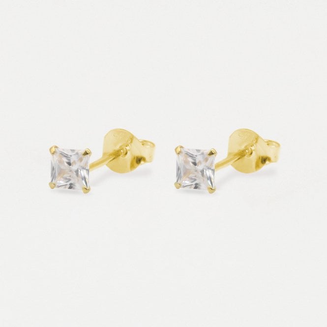 Gold CZ 5mm Square Studs