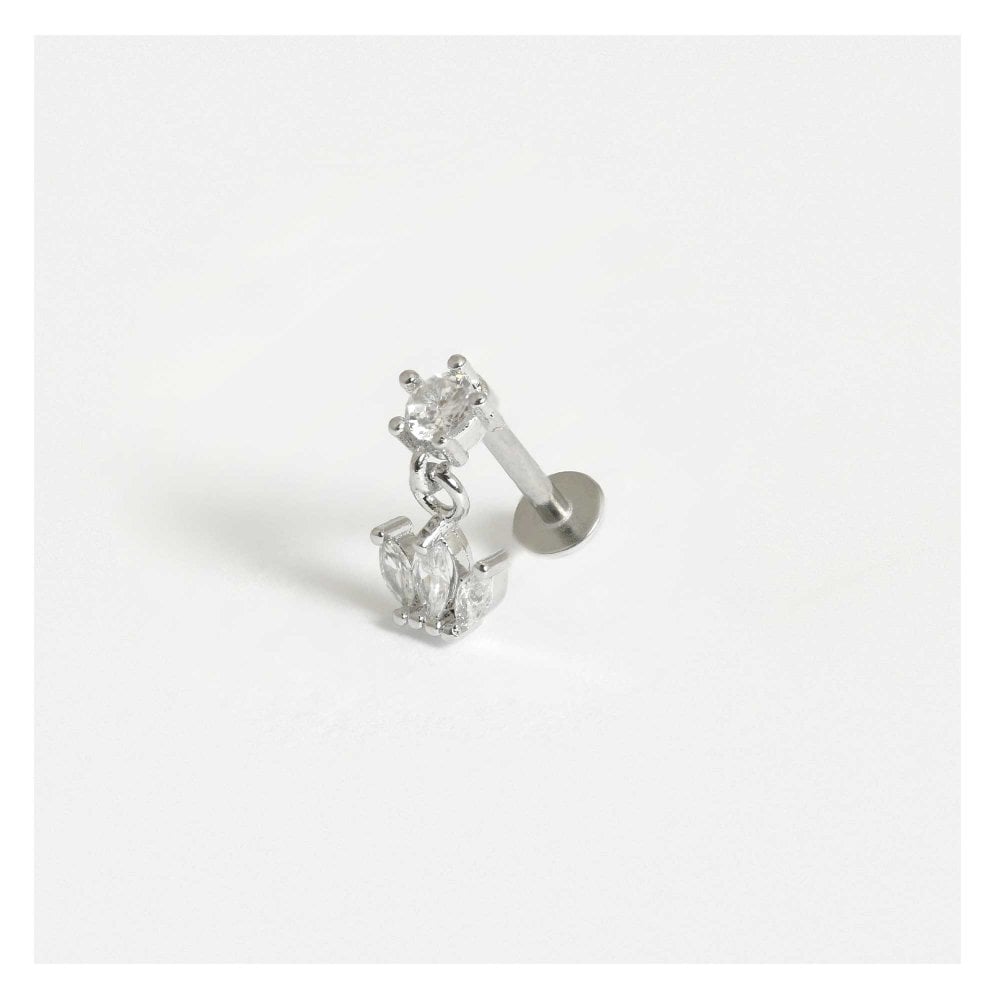 CZ Stud with Crown Dangly Labret.
