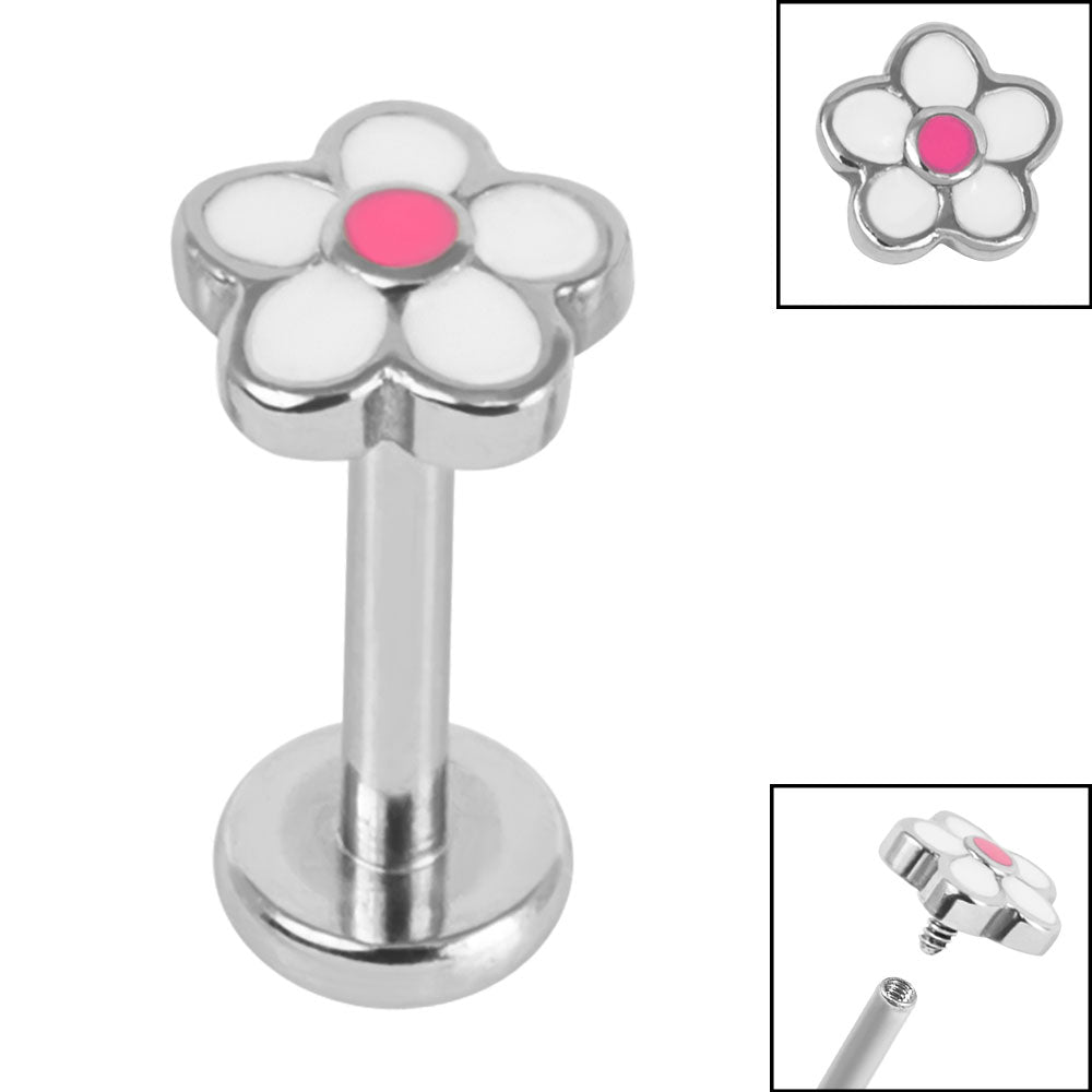Titanium Colourful Flower Labret.