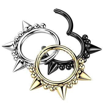 Hinged Segment Ring With 3 Spike and Balls Design.