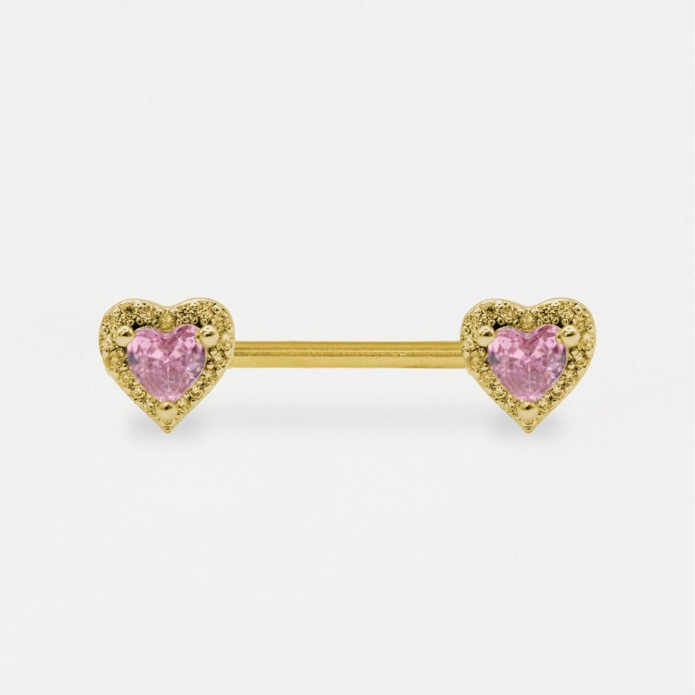 CZ Heart Nipple Bar.
