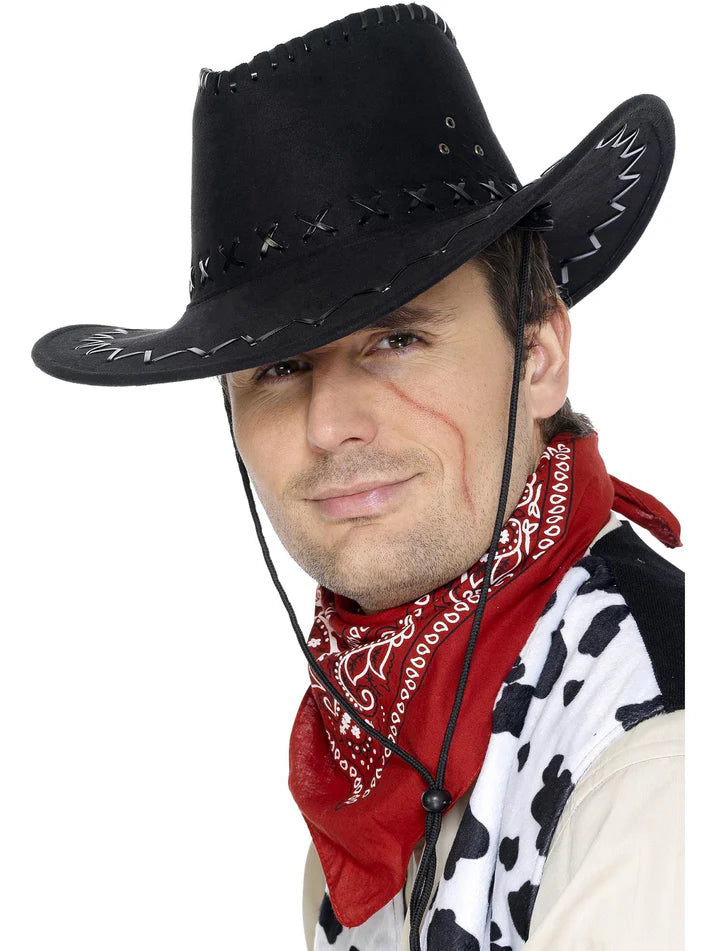 Suede Effect Cowboy Hat Black.