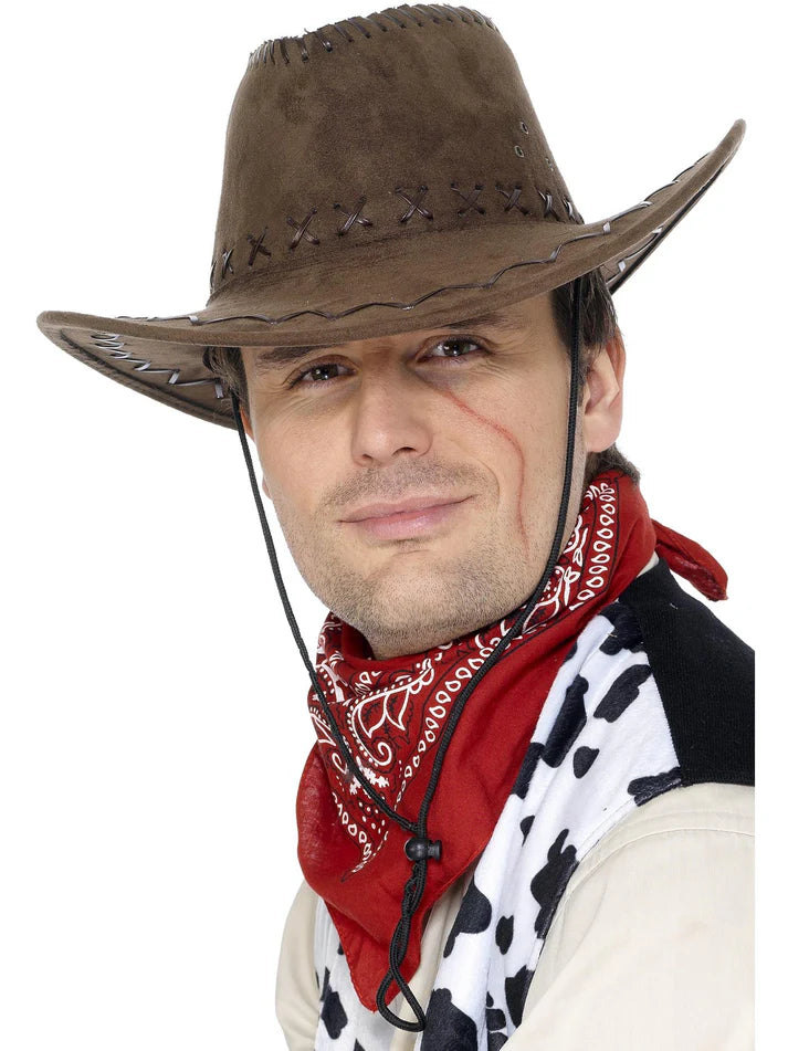 Suede Effect Cowboy Hat Brown