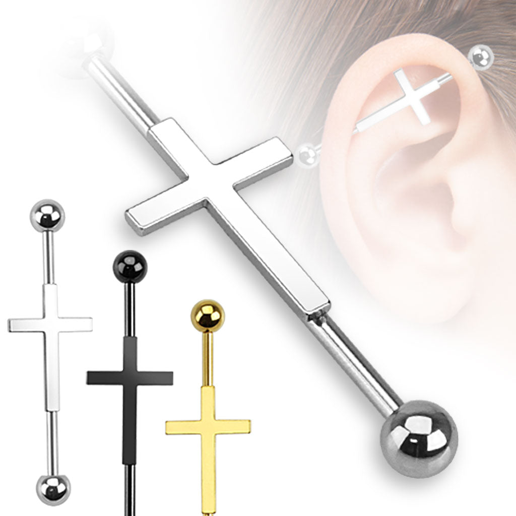 Plain Cross Industrial Barbell.