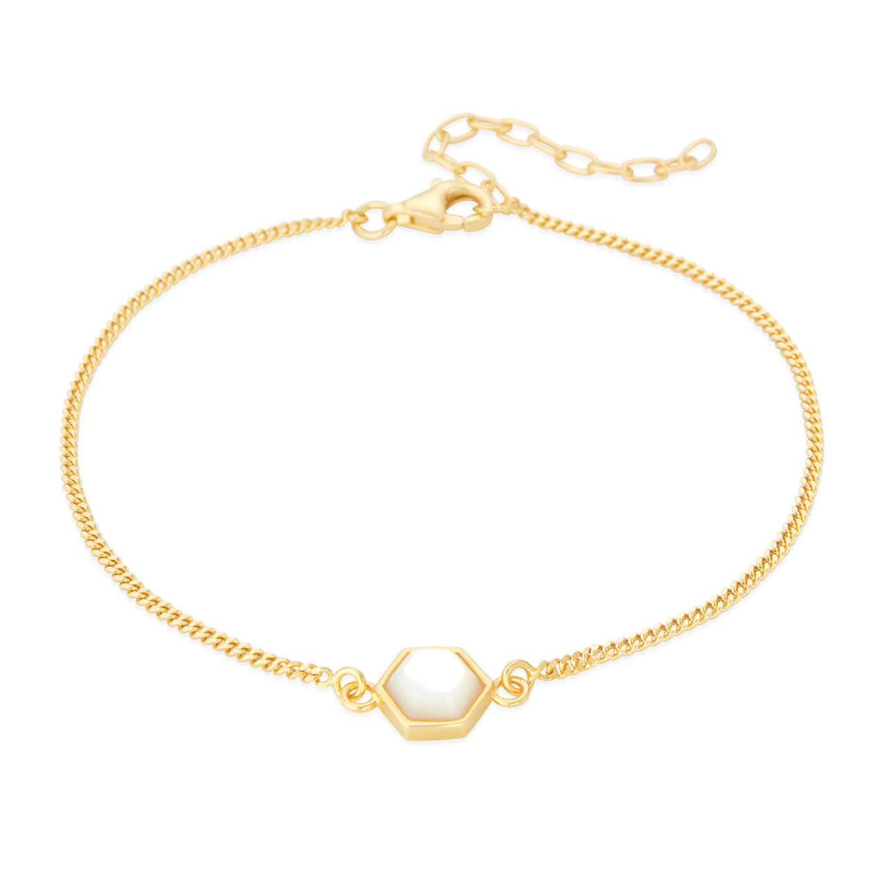 Liga Hexagon Mother of Pearl Bracelet - Gold Plated