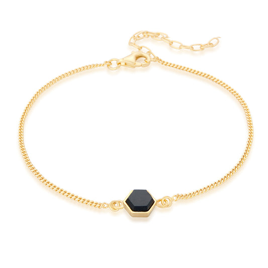 Liga Hexagon Onyx Bracelet Ð Gold